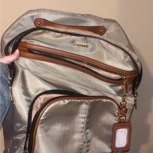 Gold and Brown Backpack with Leather Accents